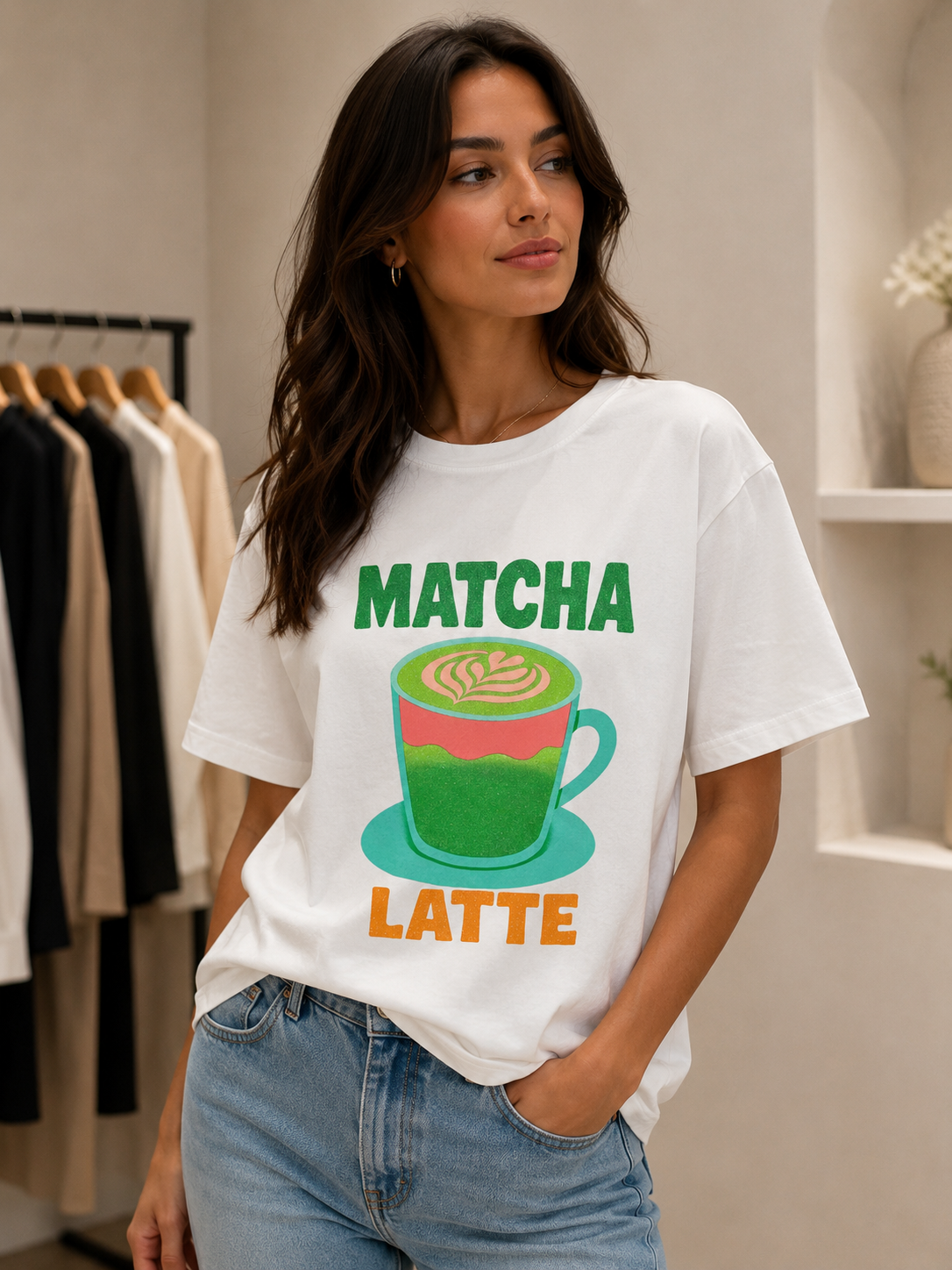 T-shirt matcha cotton