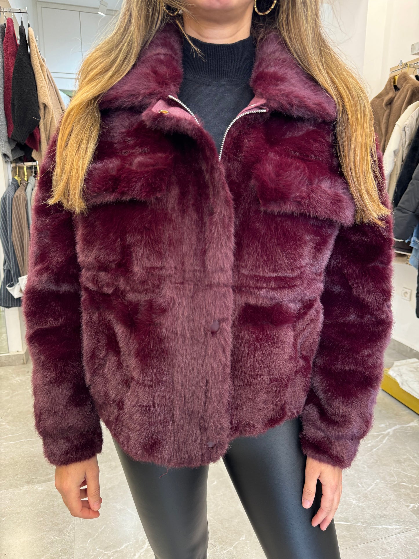 fourrure Vegan oversize col monté