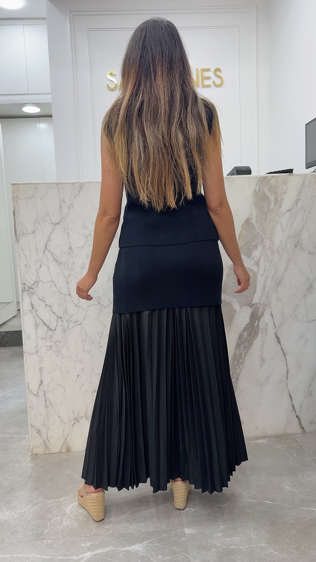 Ensemble maille sans manches blanc