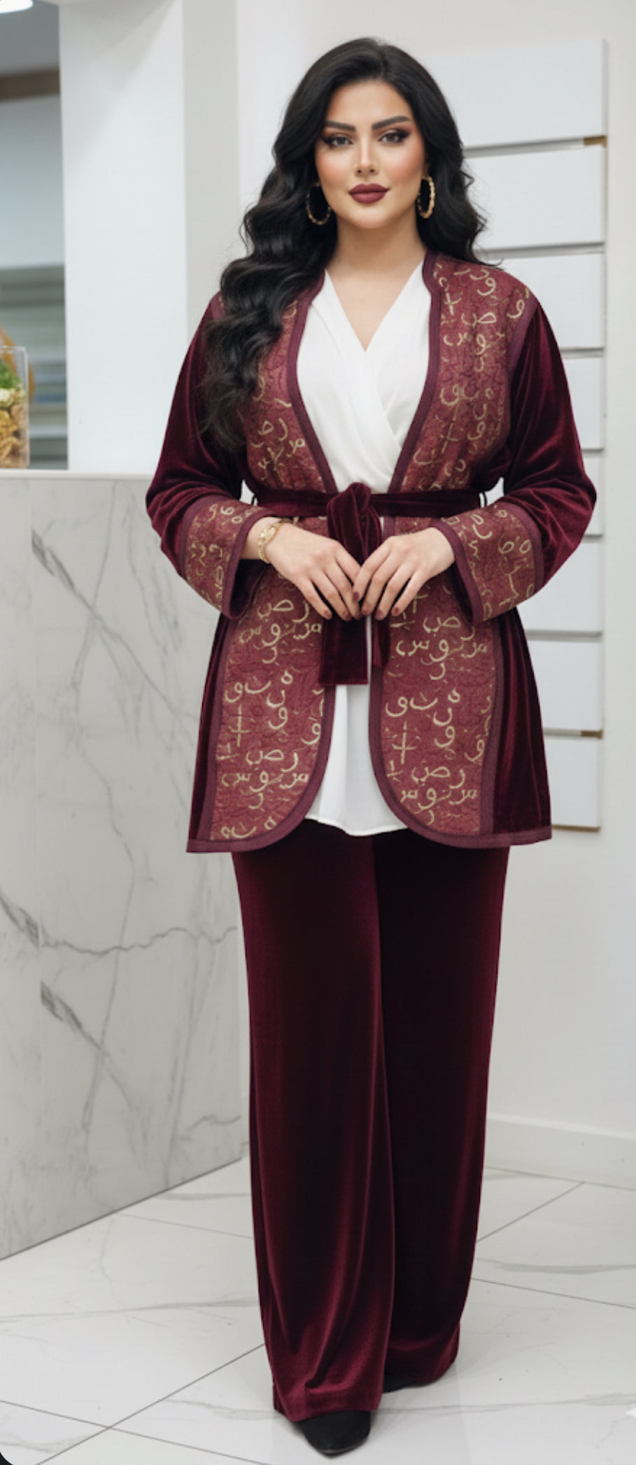 ensemble belli velours motifs écriture