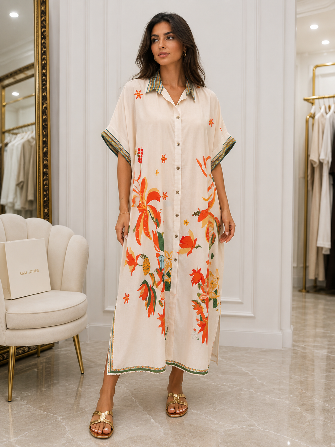 Robe chemise fleurs