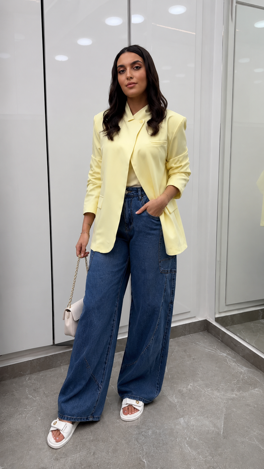 blazer couleur unie ouvert devant