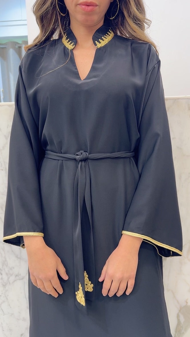 Robe col officier ceinture dorure