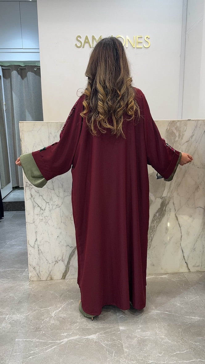 Kimono bordeaux fleurs Kim gold