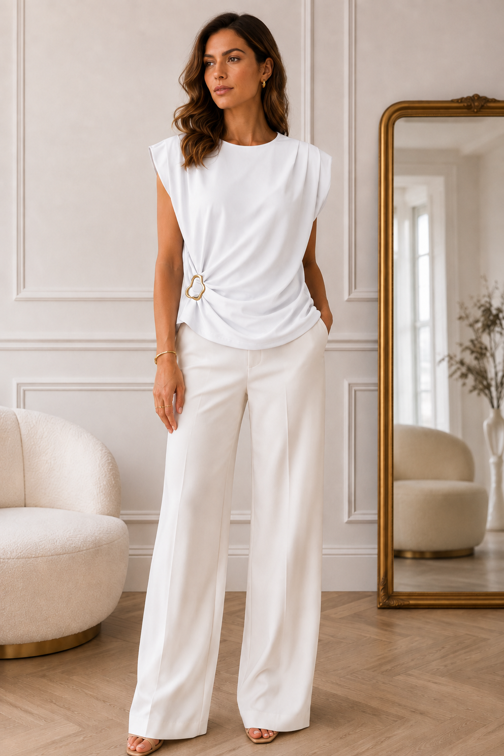 top épaulettes boucle argenté body