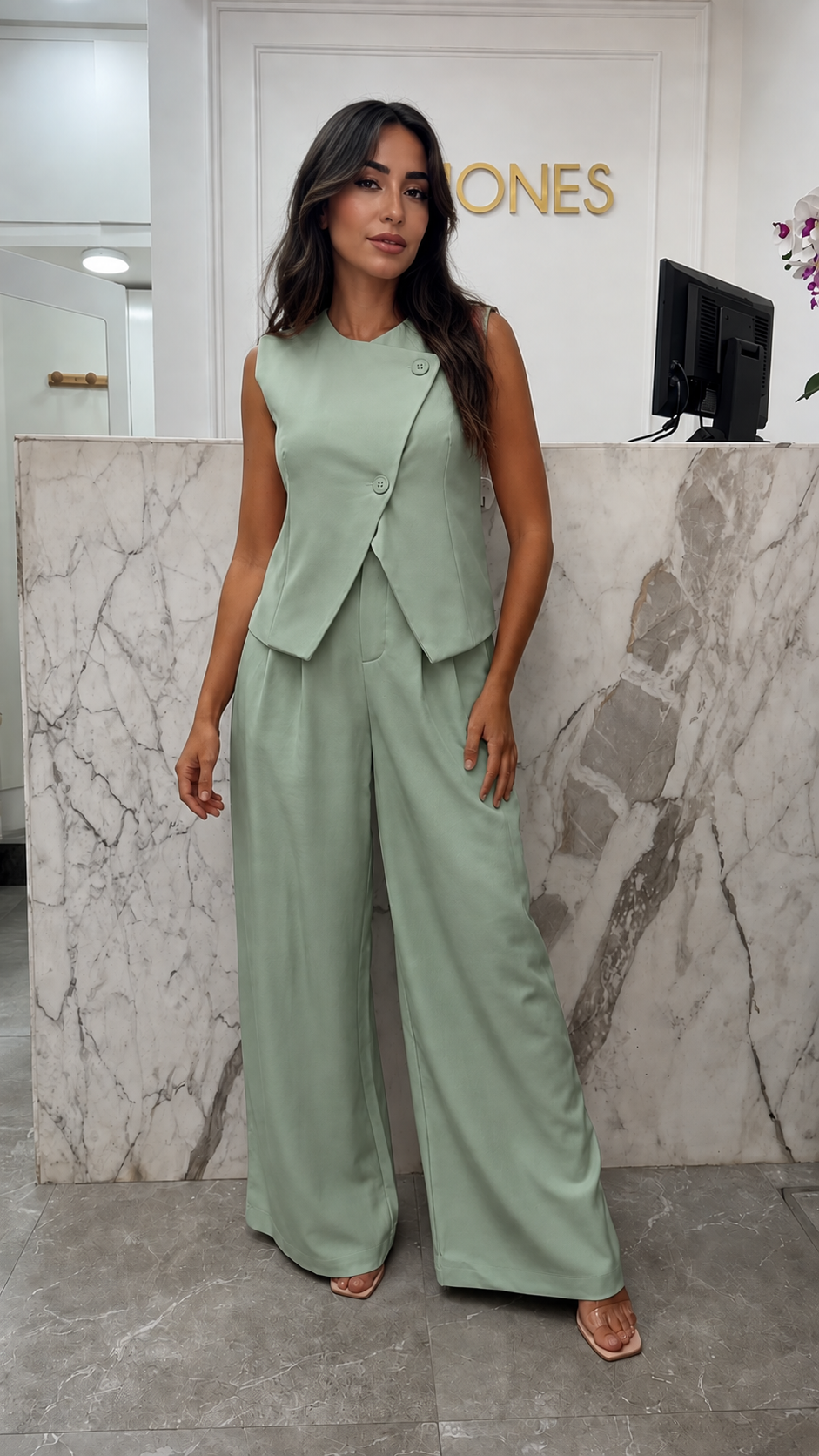 Tailleur gilet fermeture diagonale