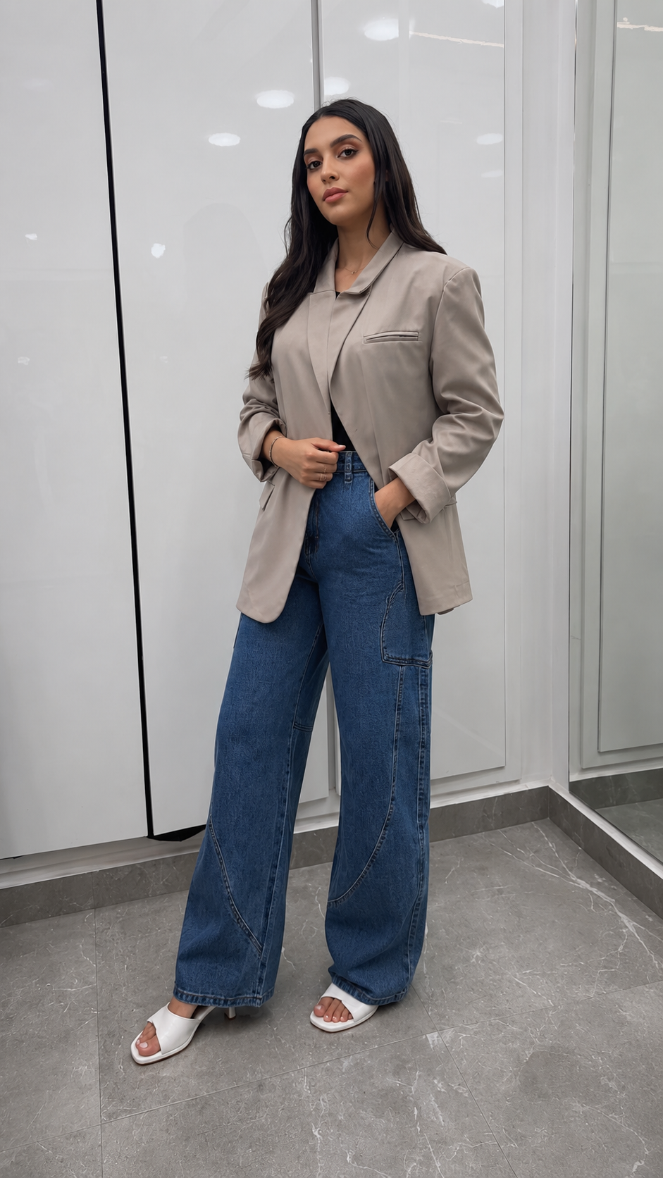 blazer couleur unie ouvert devant