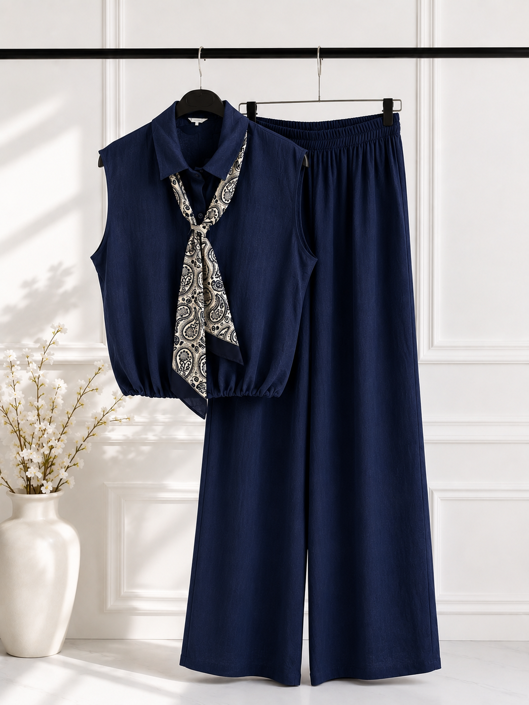 Ensemble comme lin cravate marron Bandana
