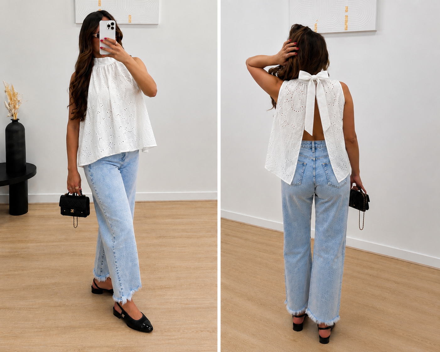 Top broderie anglaise dos nu