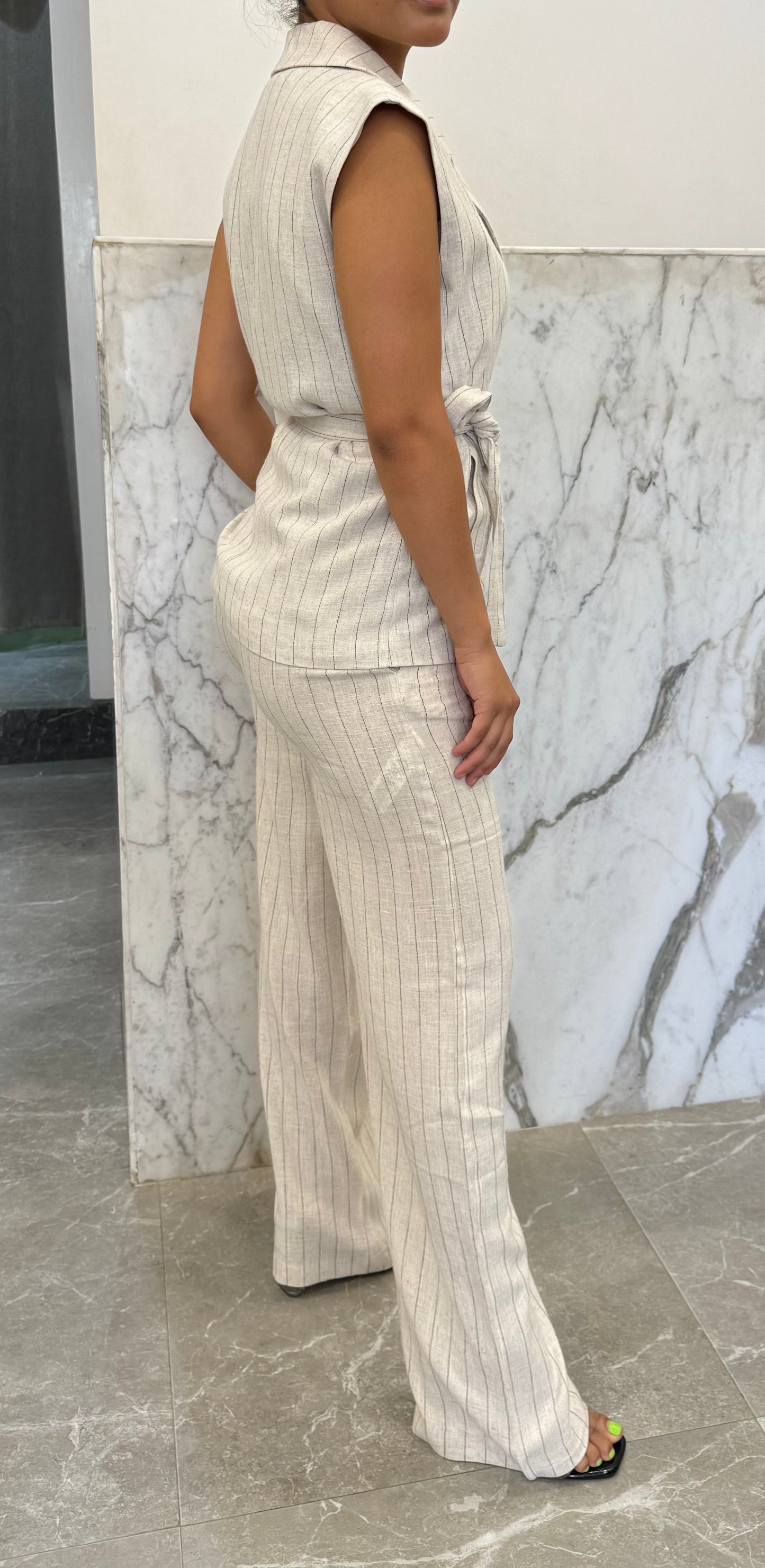 Ensemble lin rayée