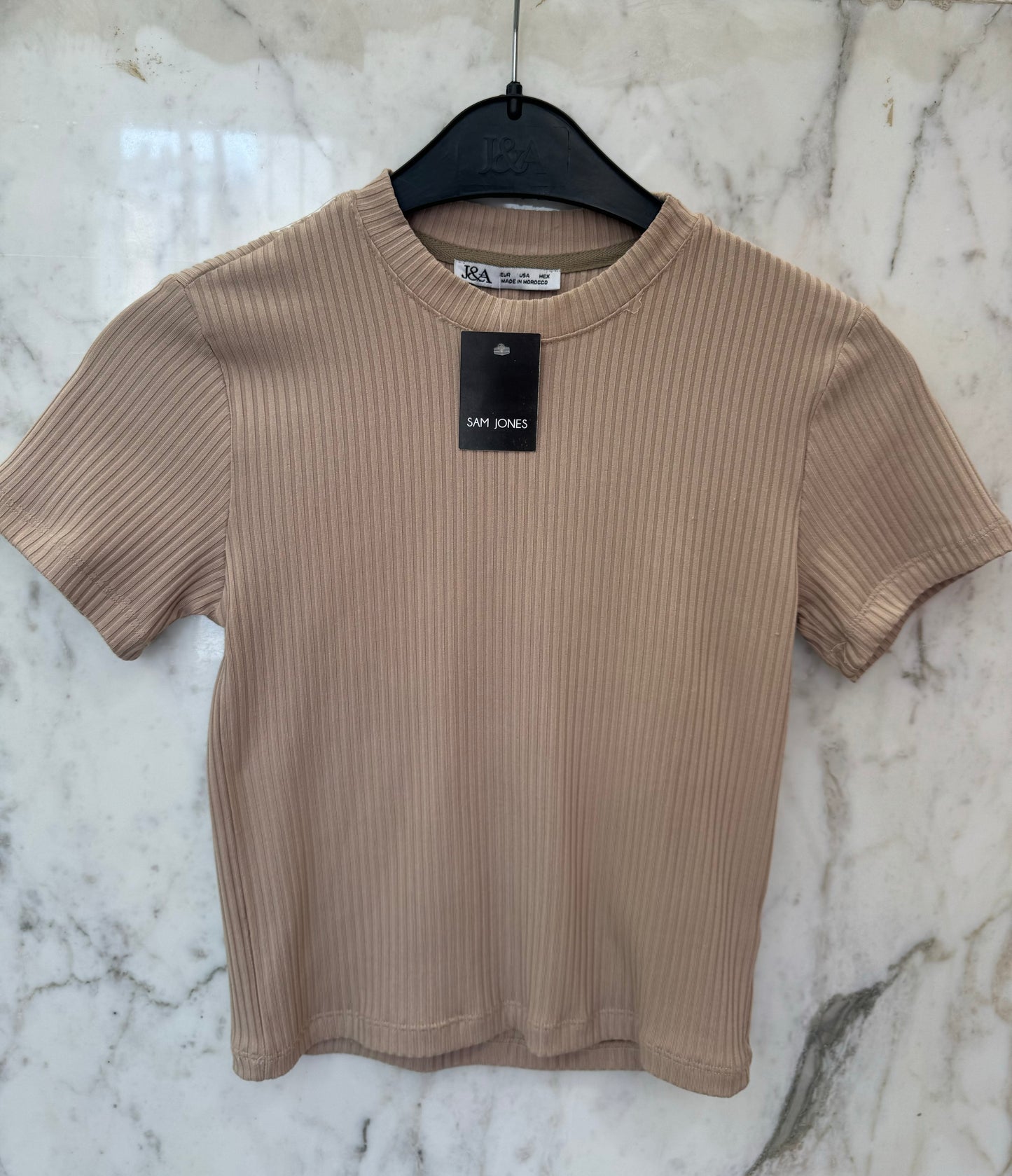 Top rayé beige