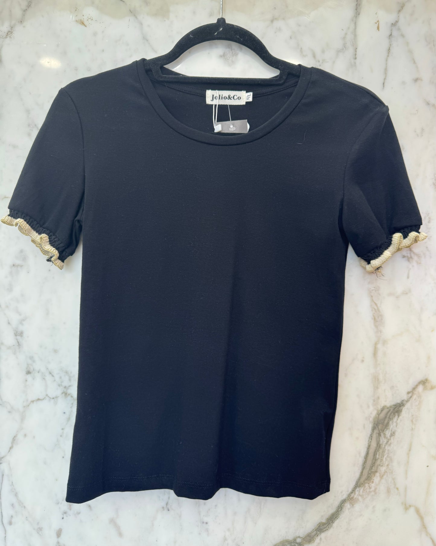 T-shirt blanc manches bandes beige