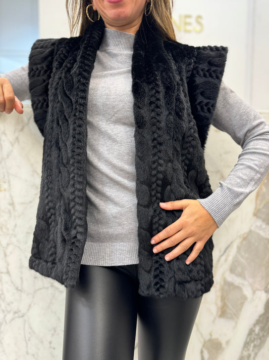 Gilet fourrure vegan torsadée