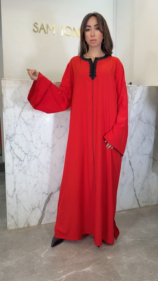 Djellaba noir red