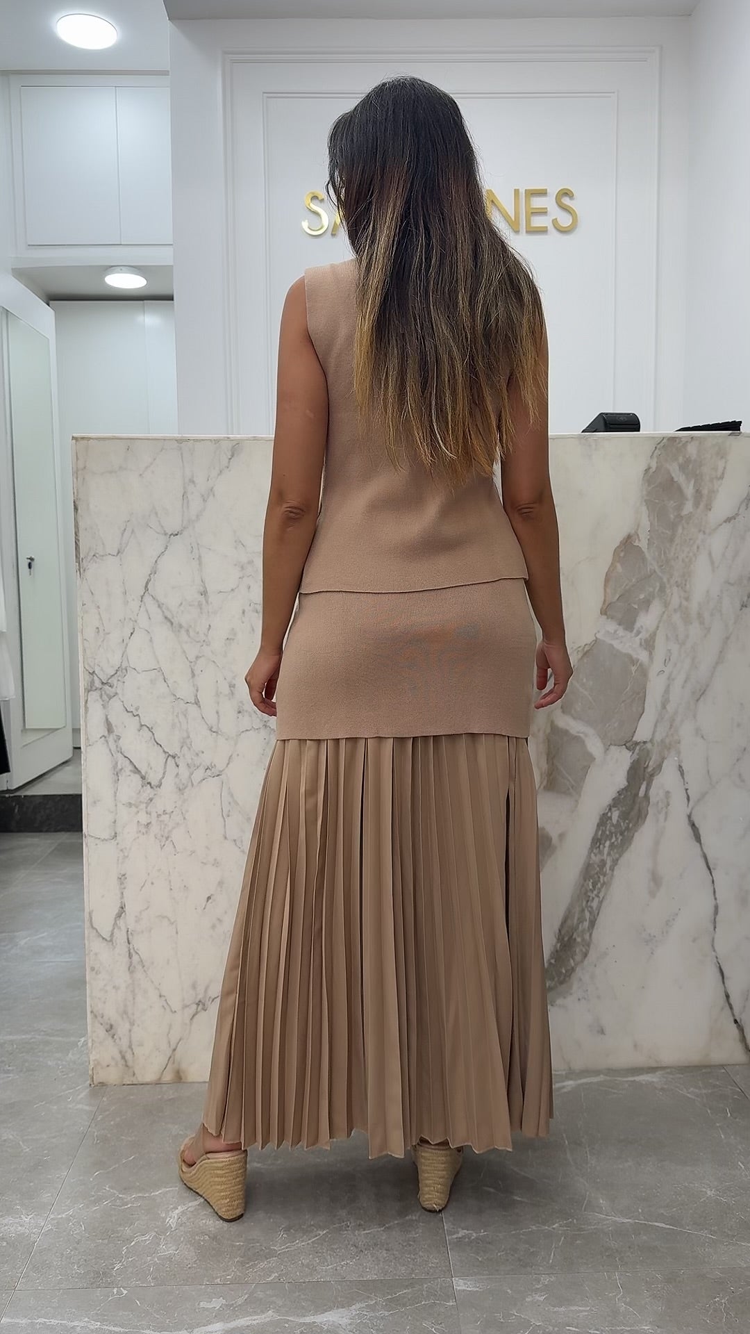 Ensemble maille sans manches blanc