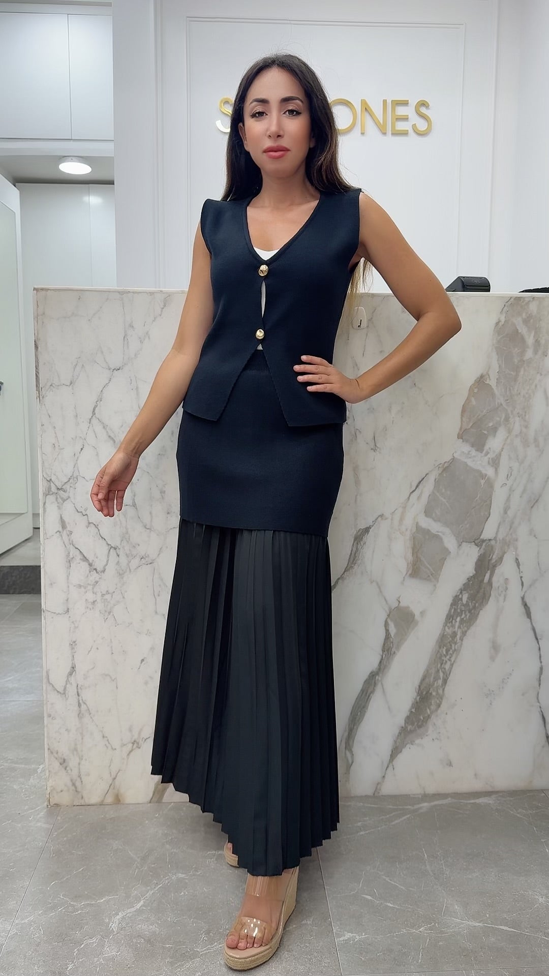 Ensemble maille sans manches blanc
