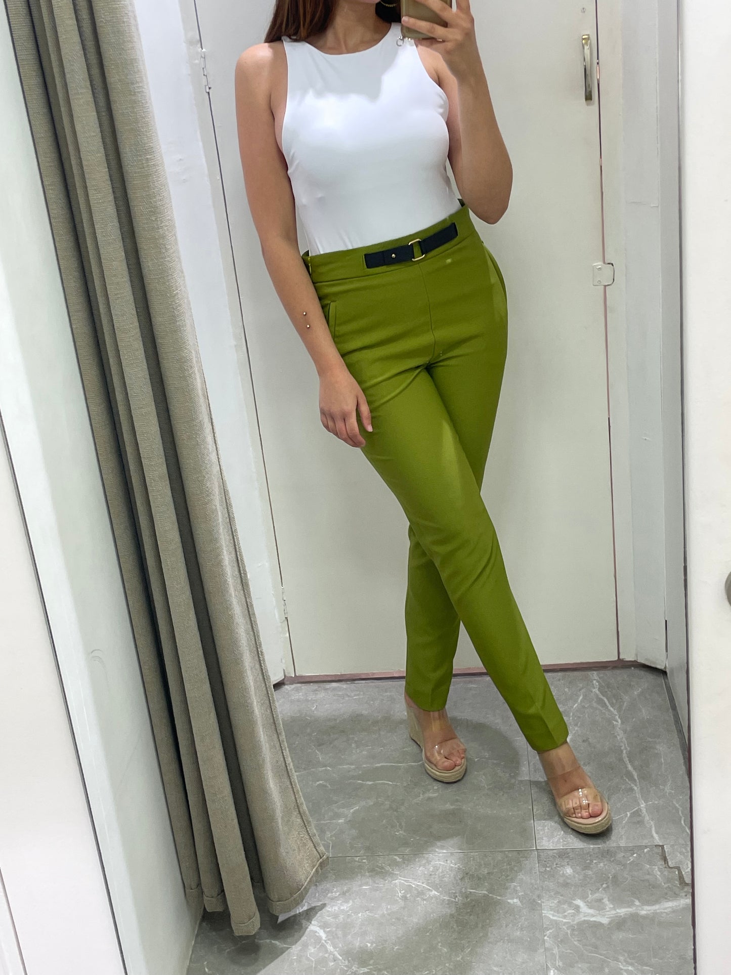 pantalon slim poches bleu
