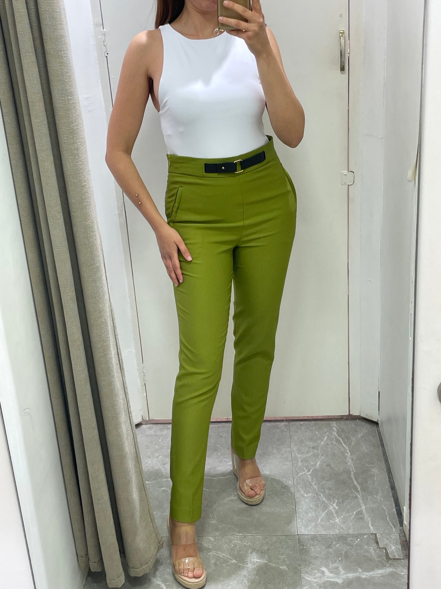 pantalon slim poches bleu