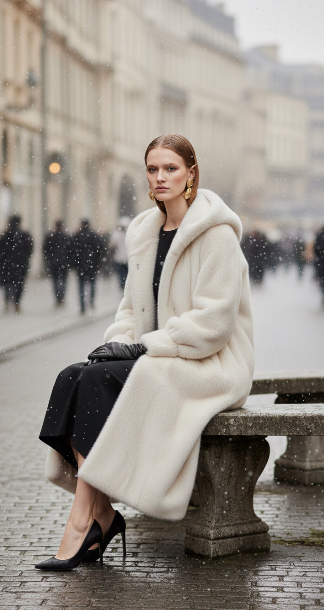 manteau fourrure longue capuche vegan