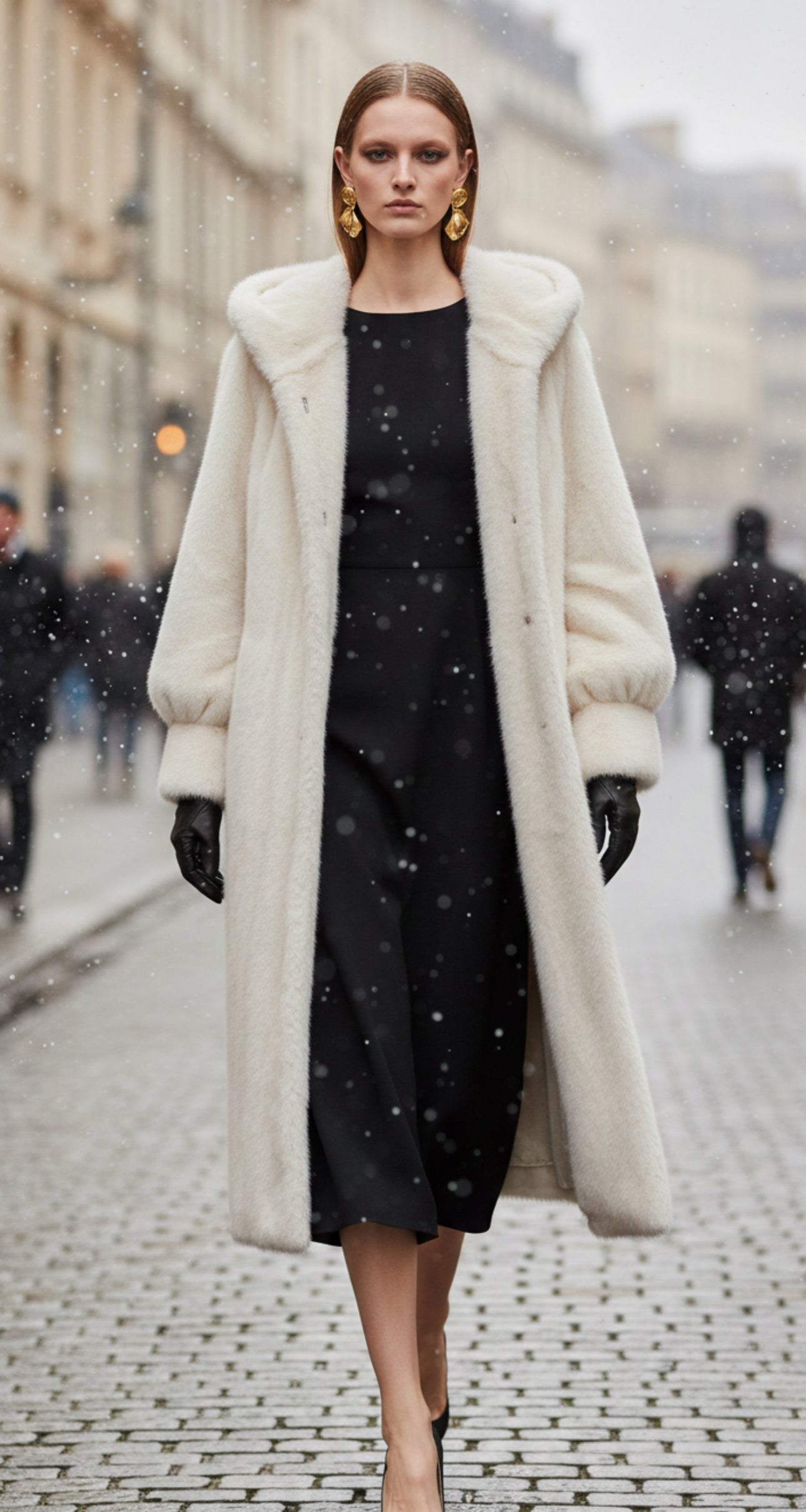 manteau fourrure longue capuche vegan