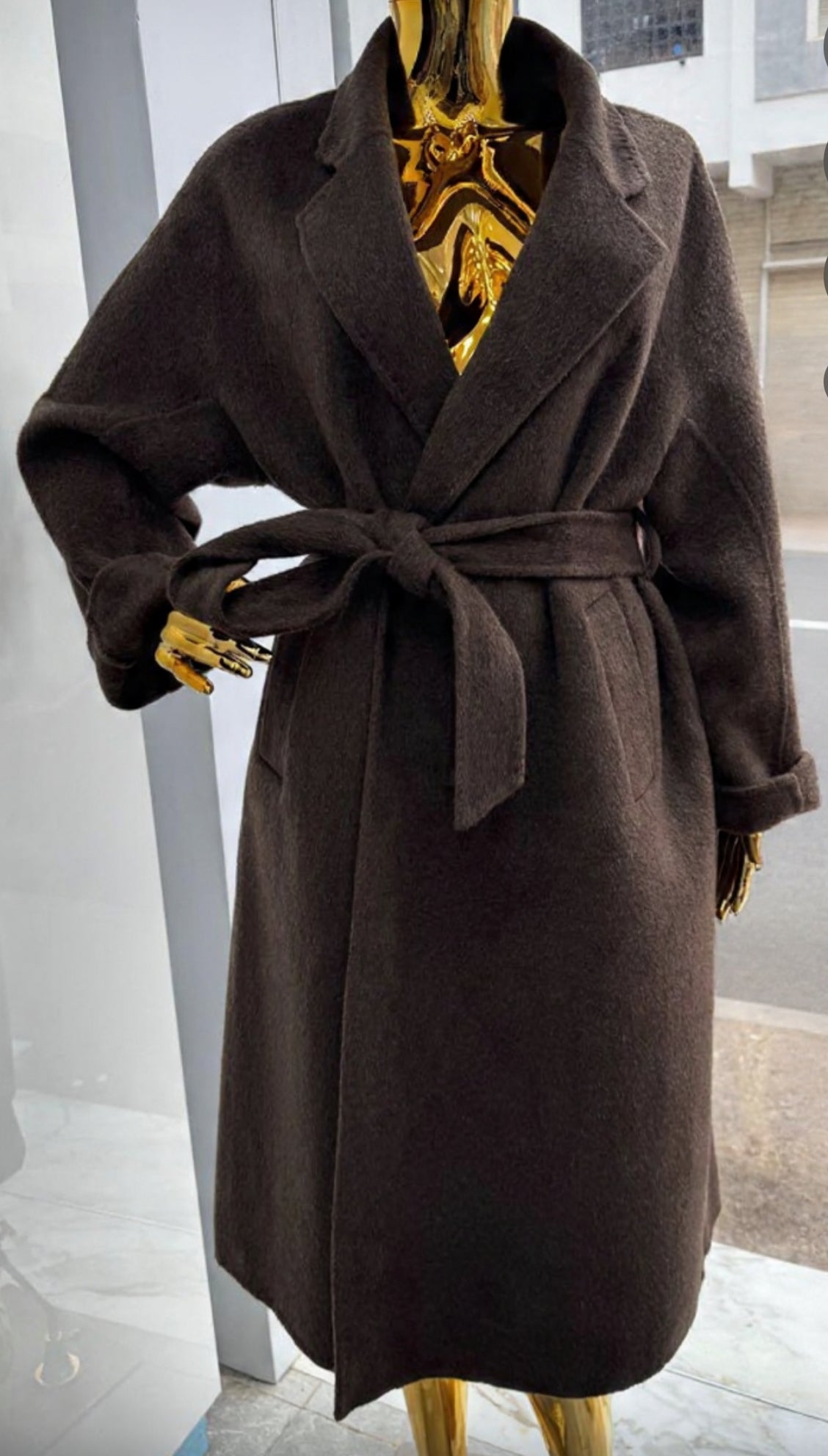 manteau lain ceinture