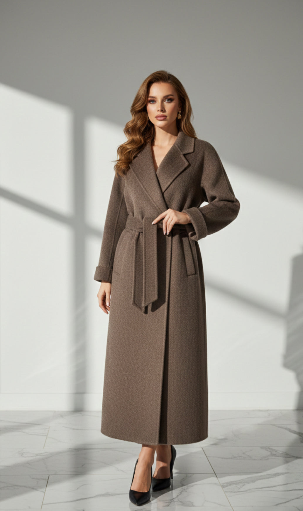manteau lain ceinture