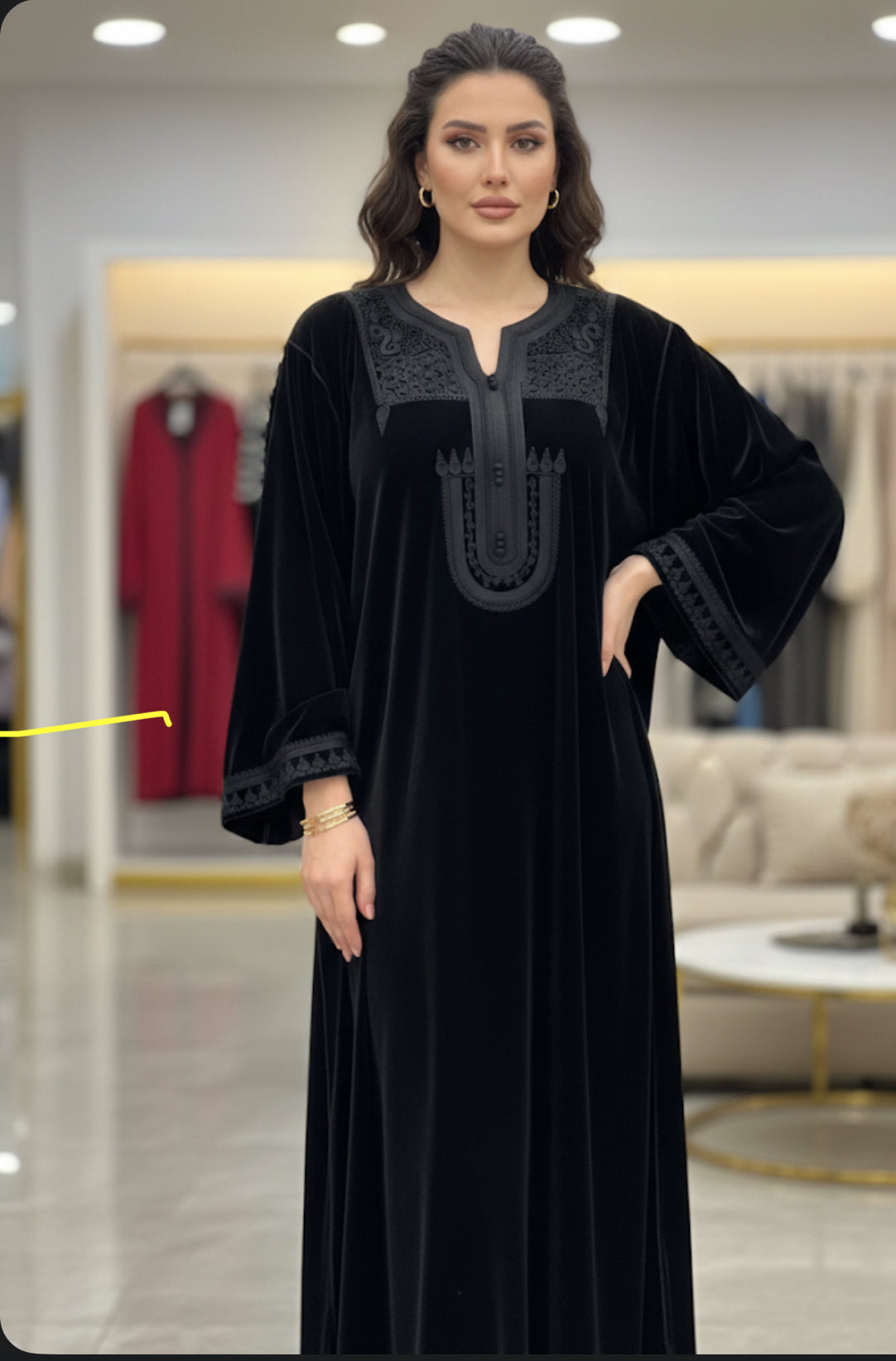 Gandoura velours ton sur ton