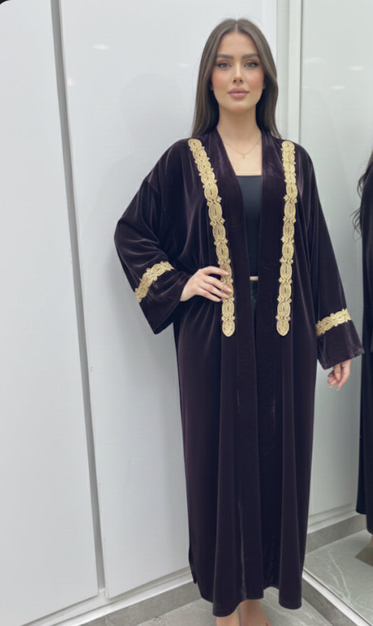 kimono brodé doré col manche