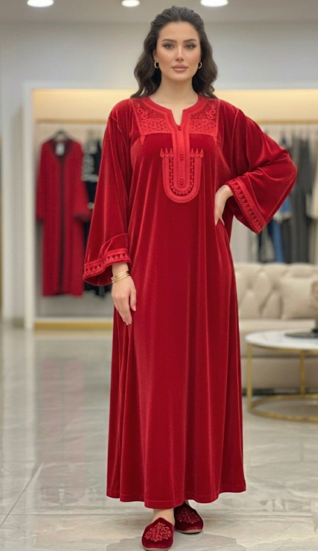Gandoura velours ton sur ton