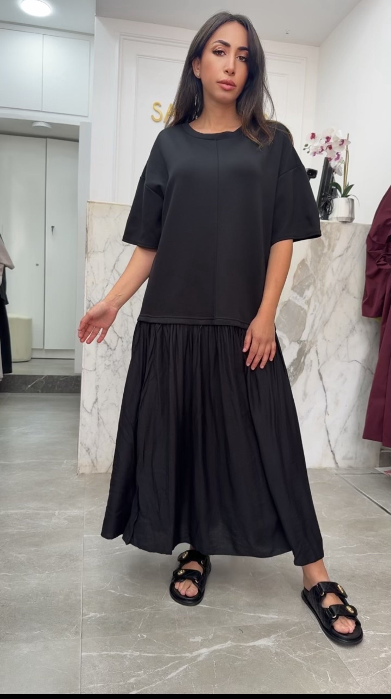 robe t-shirt plissée en bas