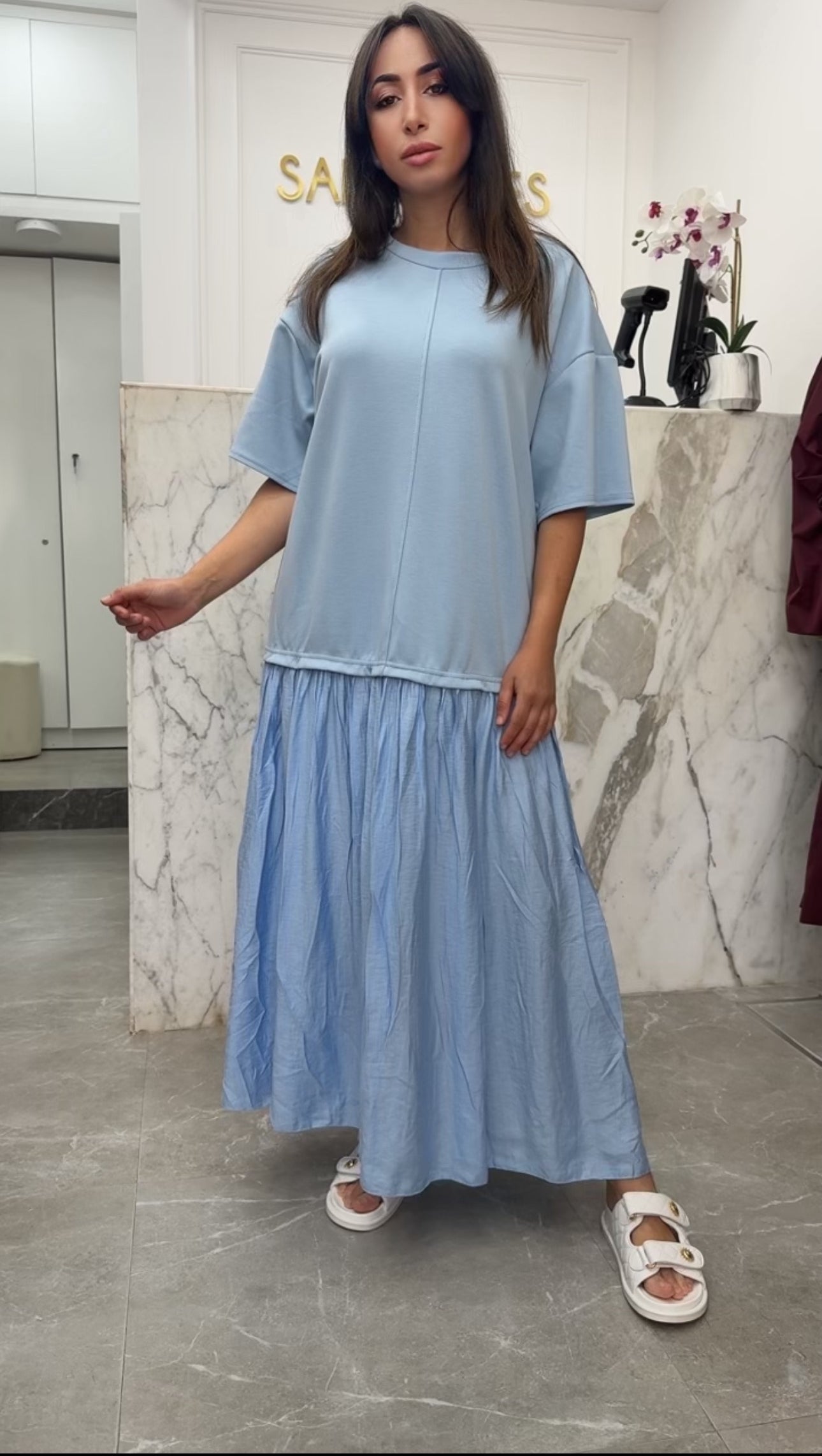 robe t-shirt plissée en bas