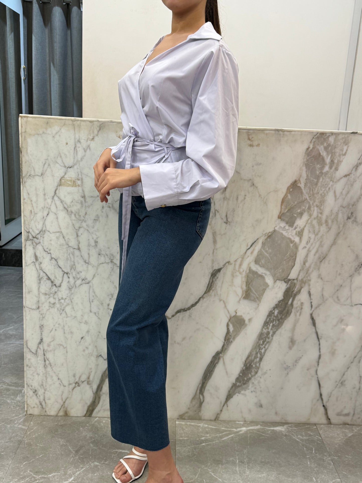 chemise cache coeur bleu clair